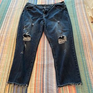 City Chic dark wash distressed jeans